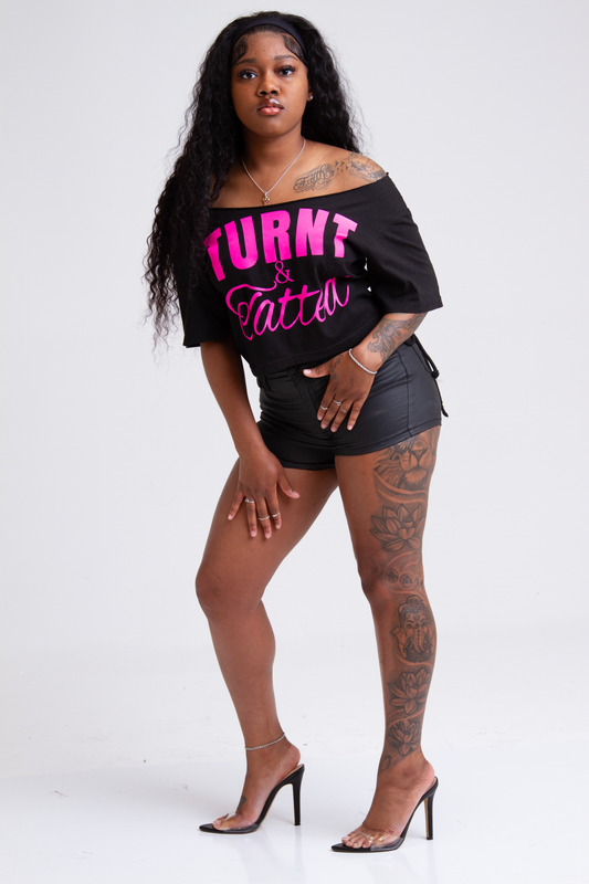 Women Oversized Crop Top - Black